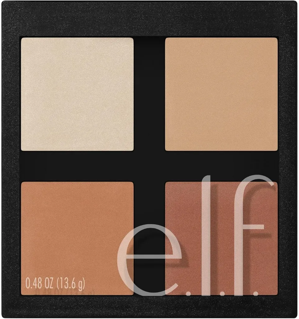 e.l.f. Contour Palette, 4 Powder Shades, Bronzer & Shader, Light/Medium, 0.56 oz.